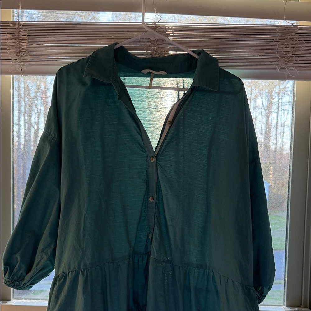 Anthropologie Dark Green Tiered Mini Dress - Picture 2 of 6